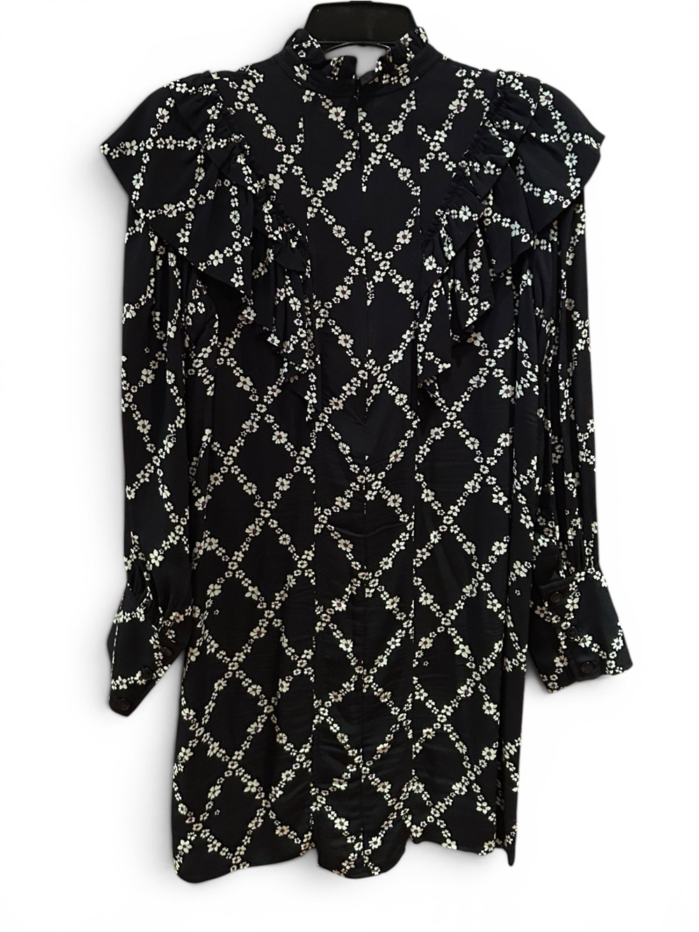 GANNI Black Floral Margarita Ruffle Mini Dress EU 38 / US 6Scandinavian Chic - Picture 5 of 8